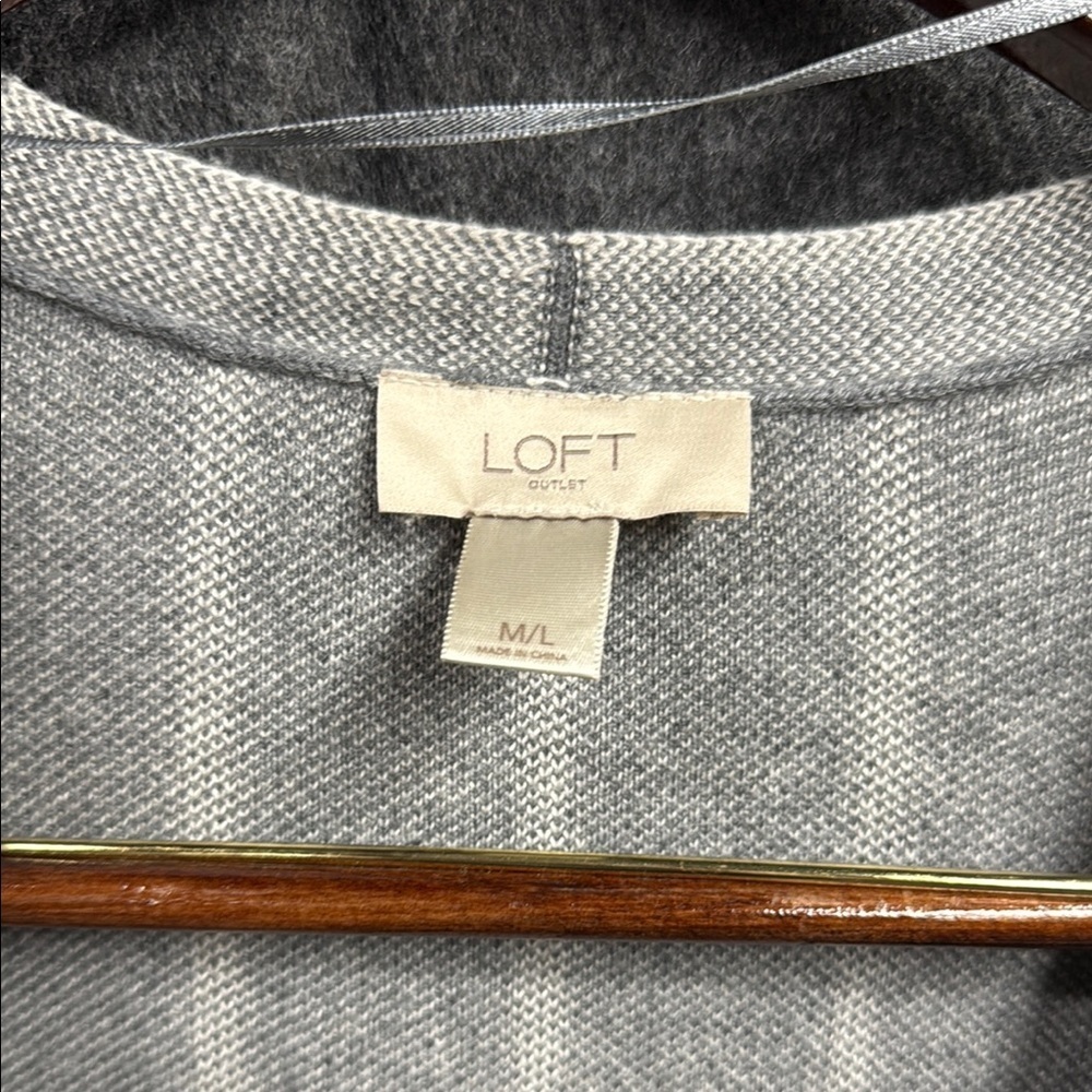 LOFT Gray and White Cardigan with Chevron Accents - Picture 2 of 4
